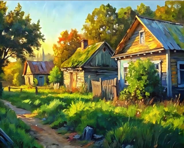 Rustic Wooden Houses - Paint by Numbers Kit