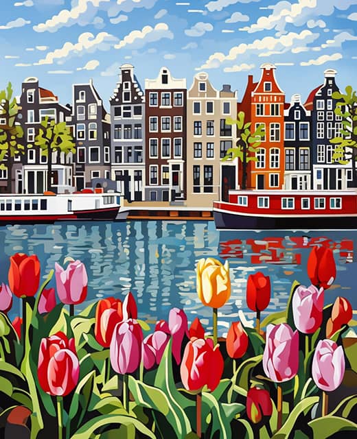 Tulips in Amsterdam  - Paint by Numbers Kits