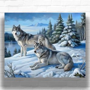 Two Wolves - Paint by Numbers Kit