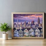 Victorian Painted Ladies Houses at Sunset in San Francisco - Paint by Numbers City