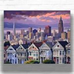 Victorian Painted Ladies Houses at Sunset in San Francisco - Paint by Numbers Kit