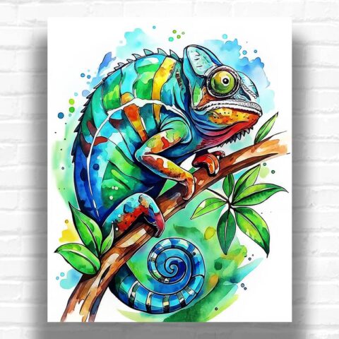 Watercolor Chameleon - Animals Paint by Numbers