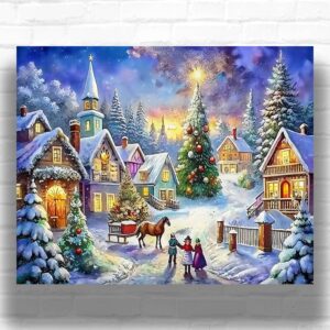 Winter Christmas Evening - Christmas Paint by Number Kit