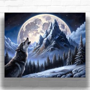 Wolf Howling at Moon - Wolf Paint by Number