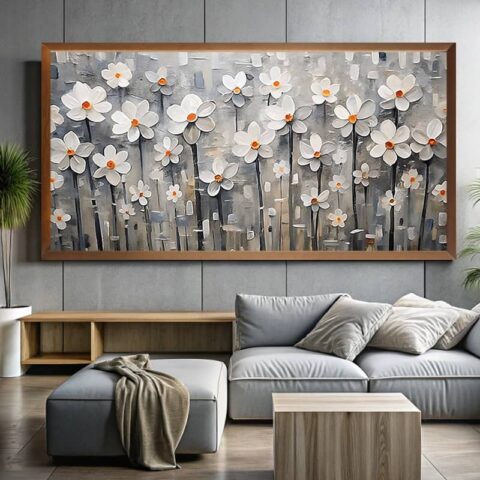 Abstract White Flowers - Large Size Paint by Numbers