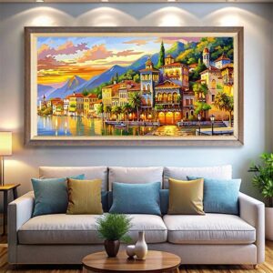 Bellagio City Lake Como Italy - Big Canvas Paint by Numbers