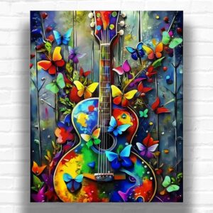 Butterfly Blues Music - Abstract Paint by Number Kits