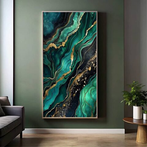 Dark Green and Gold Marble - Extra Large Print Paint by Number