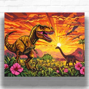 Dinosaurs Land - Dinosaur Paint by Numbers