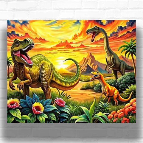 Dinosaurs Land - Dinosaur Paint by Numbers