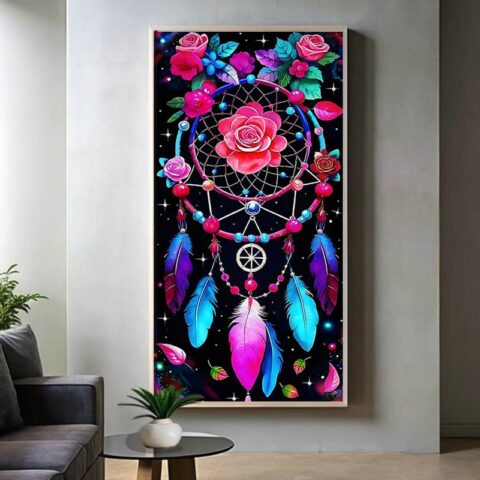 Dream Catcher with Roses - Extra Large Painting by Numbers