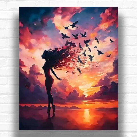 Dream Flight at Sunset - Abstract Paint by Numbers