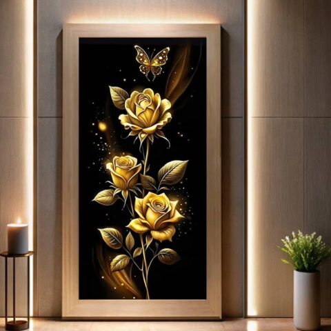 Golden Rose Flower - Paint by Numbers Large Canvas