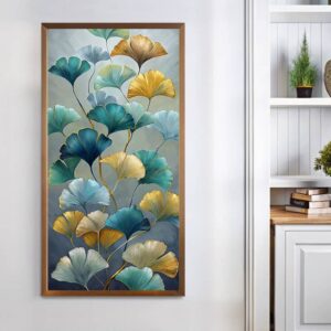 Golden and Blue Ginkgo Leaf - Paint by Number Kits Large Print