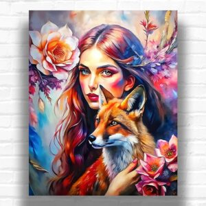 Lady and Fox - Paint by Numbers Woman