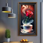 Morning Coffee with Rose Flower - Large Print Paint by Number Kits