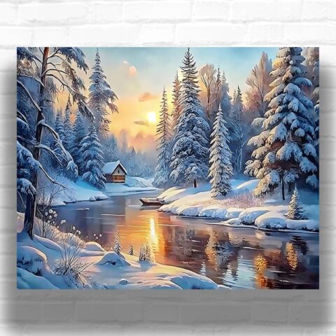 Snow Forest - Paint by Number Winter Scene