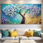 White Blooming Tree - Large Print Paint by Number for Elderly