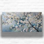 White Flower Branches - Large Canvas Paint by Numbers