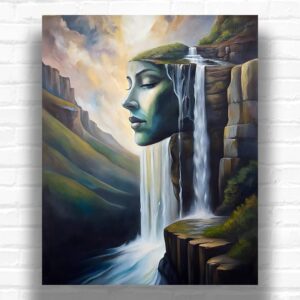 White Hair Waterfall - Modern Abstract Paint by Numbers