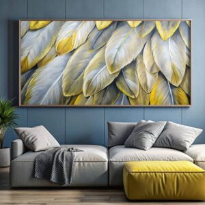 White and Gold Feathers - Extra Large Canvas Paint by Numbers