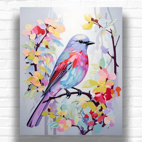 Bird on Flower Branch - Bird Paint by Number Kit