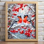 Bullfinches in Winter - Paint by Number Kit