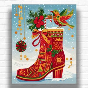 Christmas Boot Holiday Magic - Holiday Paint by Number Kits