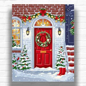 Christmas Red Door - Xmas Paint by Numbers