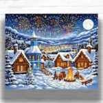 Christmas Village Fireworks - Christmas Paint by Numbers