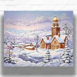 Church in the Snow - Paint by Number Winter Scenes