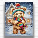 Cute Winter Teddy Bear - Bear Paint by Numbers