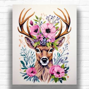 Floral Deer - Deer Paint by Number Kit