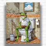 Frog on the Toilet - Paint by Numbers Animals