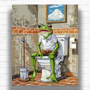 Frog on the Toilet - Paint by Numbers Animals