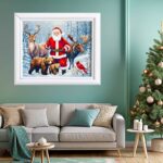 Santa with Woodland Animals - Painting by Number Kit