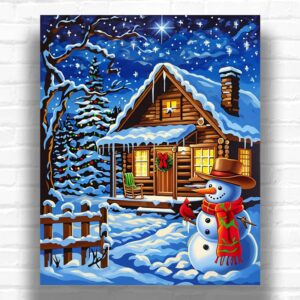 Snowman with Cowboy Hat - Snowman Paint by Number