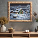 Snowy Village at Night - Paint by Number Kit