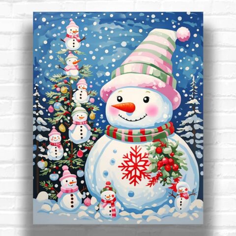 The Snowman Christmas Tree - Holiday Paint by Number Kits