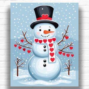 The Valentine Snowman - Paint by Number Snowman