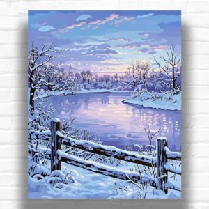 Winter River Landscape - Winter Scene Paint by Numbers