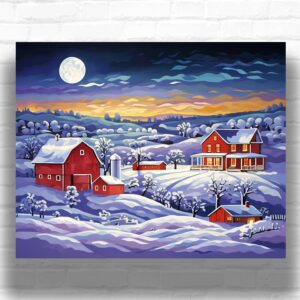 Winter on the Farm - Paint by Numbers Snow Scene