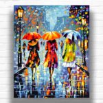 Women Walking In Rain - Paint by Number Women