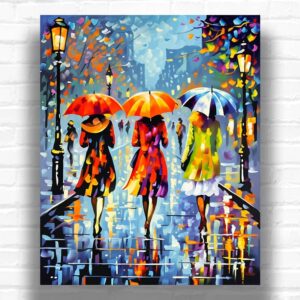 Women Walking In Rain - Paint by Number Women