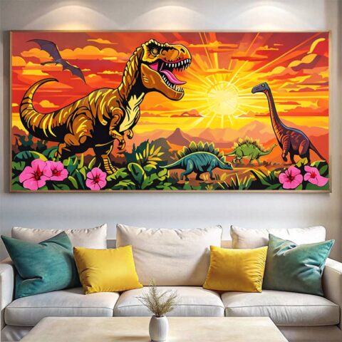 Jurassic Sunset - Large Size Paint by Numbers