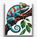 Rainbow Chameleon - Chameleon Paint by Numbers