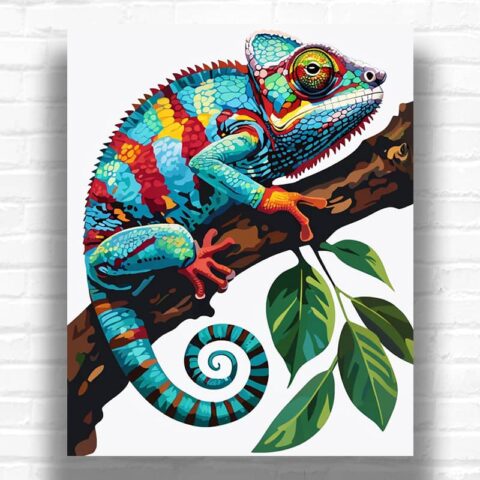 Rainbow Chameleon - Chameleon Paint by Numbers